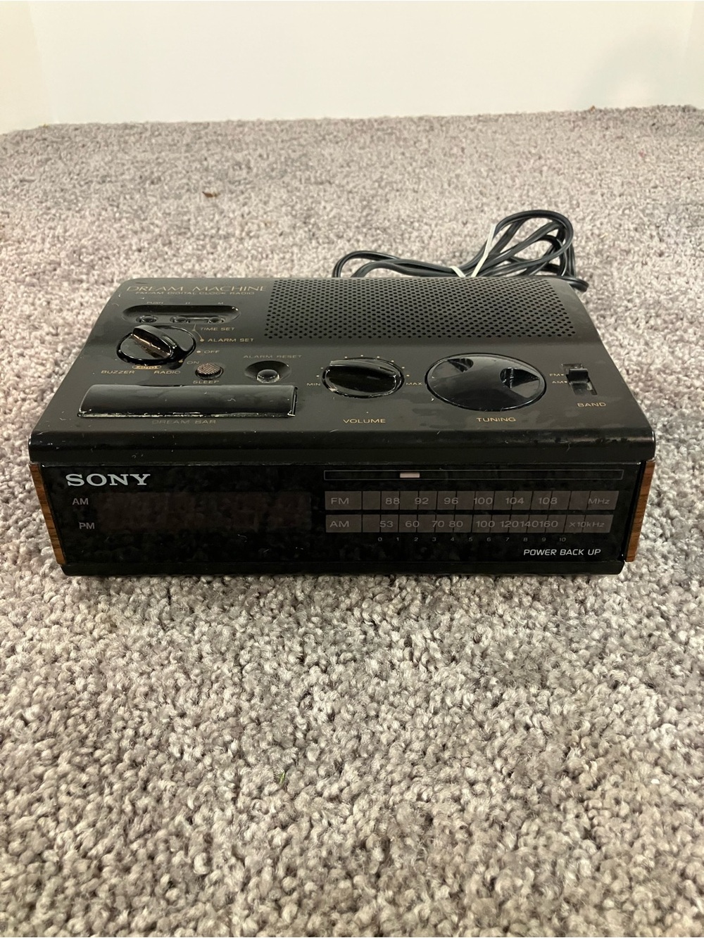Sony Dream Machine Model: ICF-C4W Black Alarm Clock-AM/FM Tested, Works